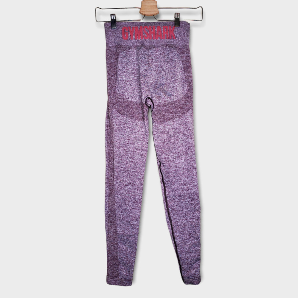 Gymshark Purple Marled Workout Compression Leggings Spellout Back Waist